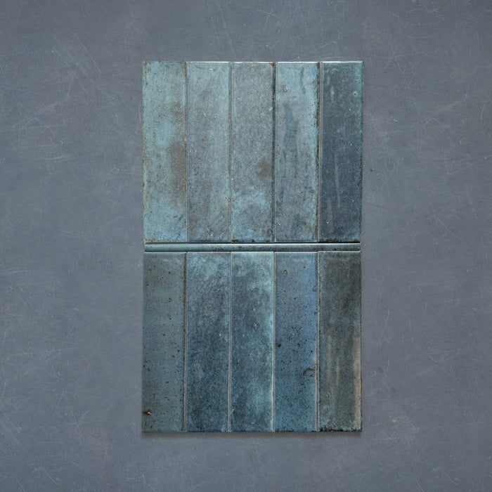 Izmir  Blue Gloss Pencil Bullnose Border Tile 1.2cm x 30cm