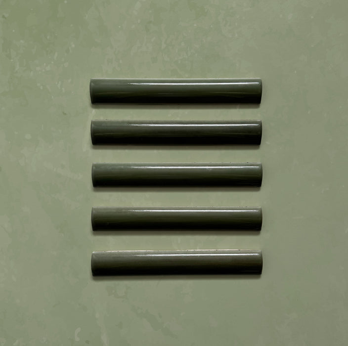 Zellij Botanical Green Bullnose | Moroccan Style | 3cm x 20cm