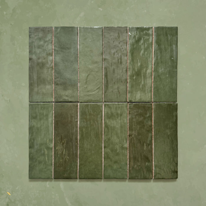Zellij Botanical Green Brick | Moroccan Style | 6.5cm x 20cm