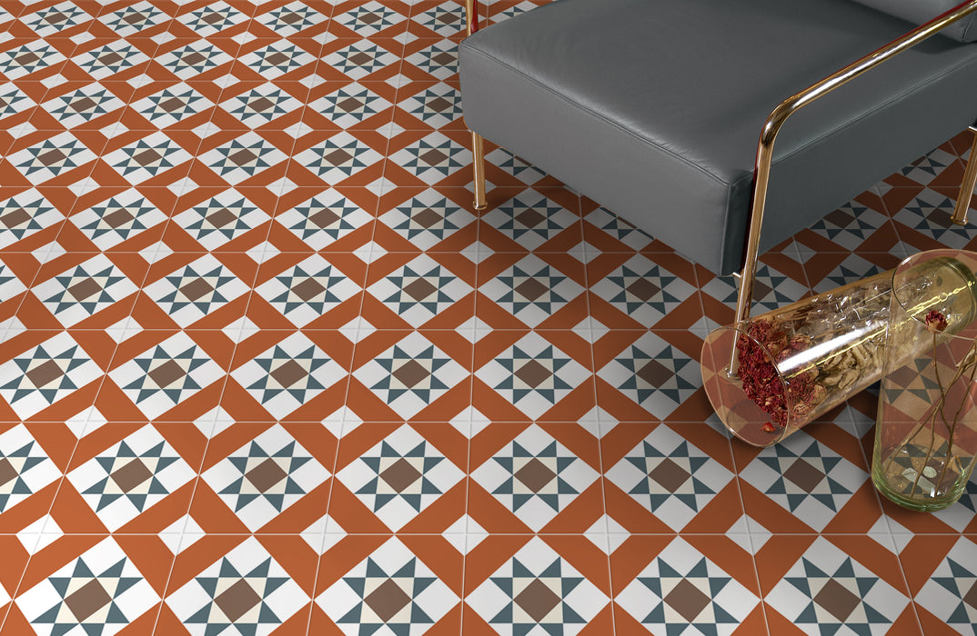 Parsons Terracotta Victorian Geometric Pattern  Wall Floor Tiles