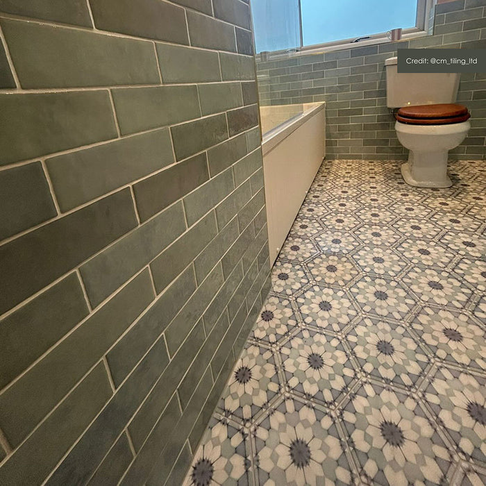 Maroush Frost Blue | Hexagon Moroccan Tile | 18.7cm x 21.6cm