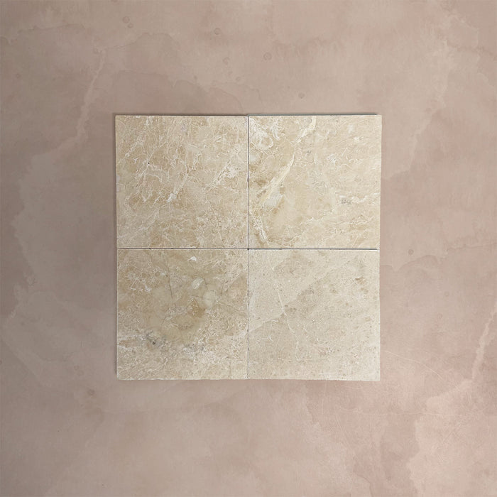 Fitzrovia Tumbled Cappacino Marble Tile | 15cm x 15cm