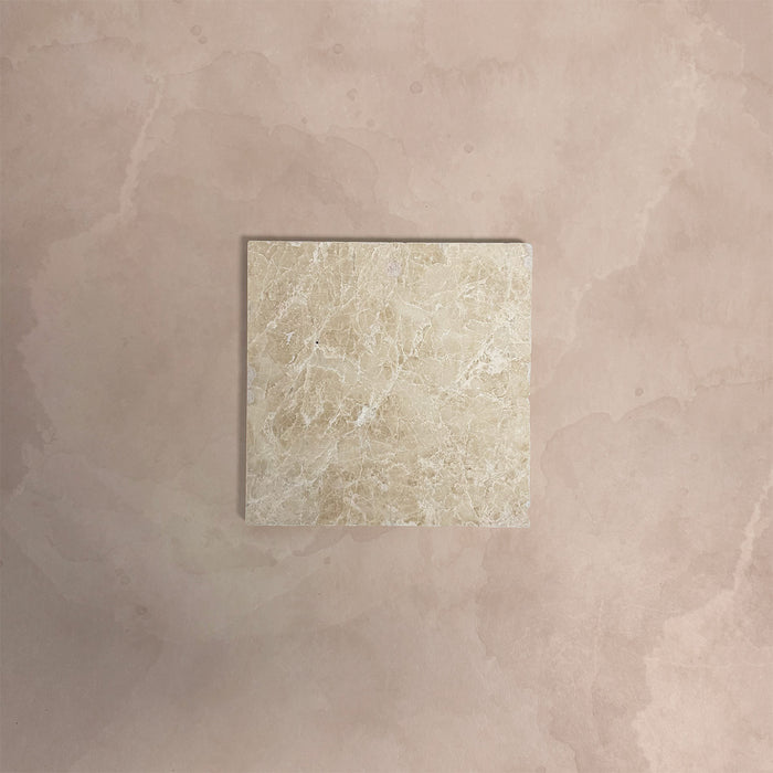 FULL TILE SAMPLE Fitzrovia Tumbled Cappacino  Marble Tile | 15cm x 15cm