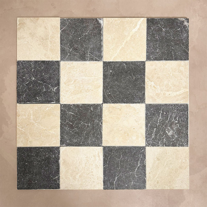 Fitzrovia Tumbled Cappacino Marble Tile | 15cm x 15cm