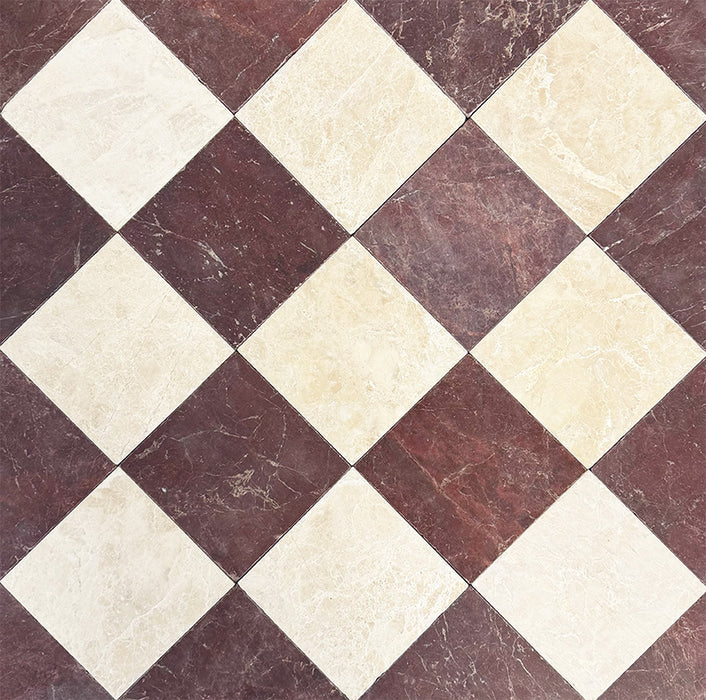 Fitzrovia Tumbled Cappacino Marble Tile | 15cm x 15cm