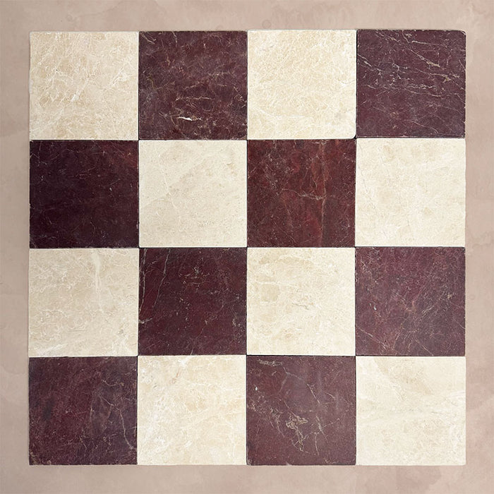 Fitzrovia Tumbled Cappacino Marble Tile | 15cm x 15cm