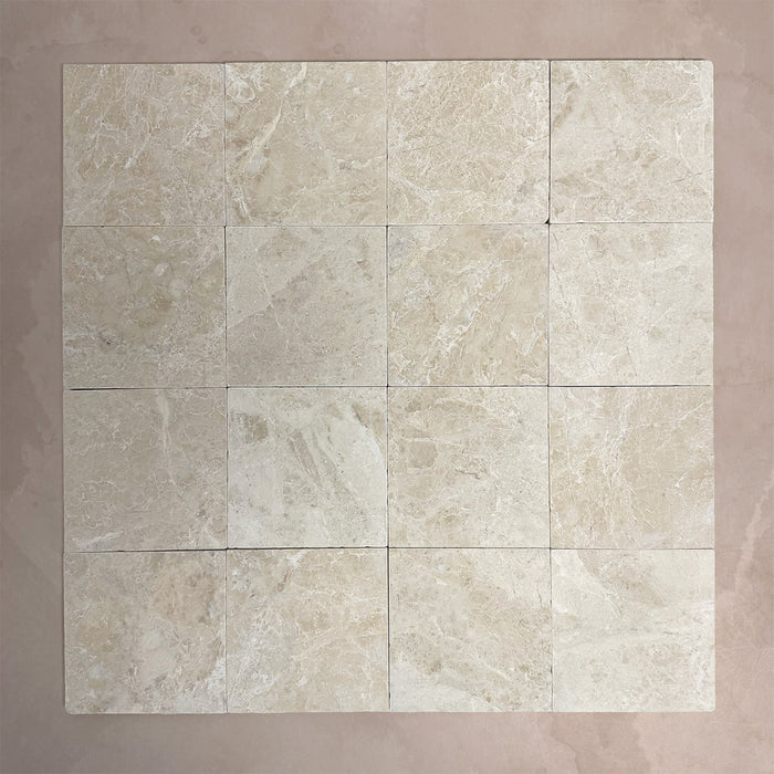 Fitzrovia Tumbled Cappacino Marble Tile | 15cm x 15cm