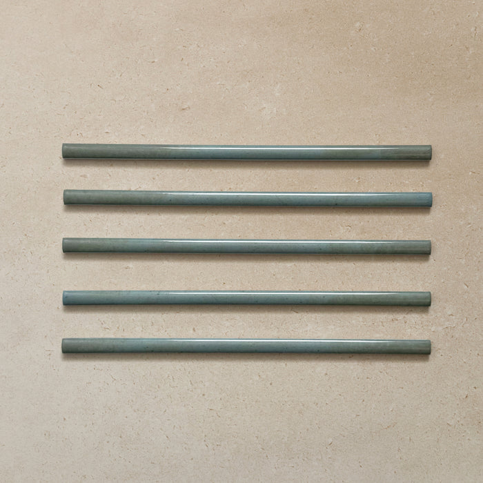 Izmir  Celadon Green Gloss Pencil Bullnose Border Tile 1.2cm x 30cm