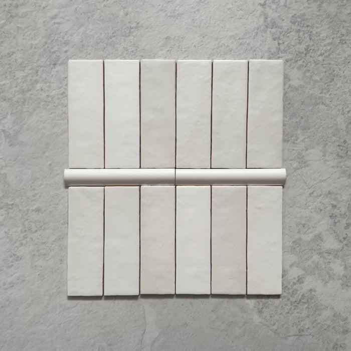 Zellij Chalk White Bullnose | Moroccan Style | 3cm x 20cm