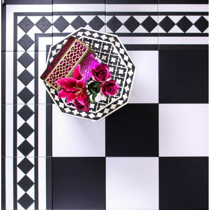 Chessboard Black Tiles | Patchwork Tiles | Floor Tiles - 25cm x 25cm