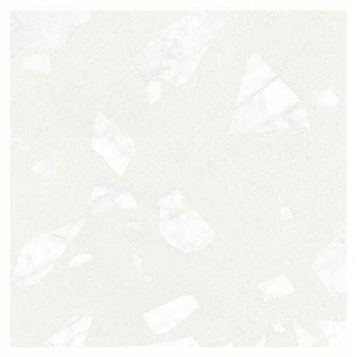 Close-up of Chunks ROCK Terrazzo White 60 × 60cm terrazzo-effect porcelain tiles, featuring a soft white base with oversized marble-inspired fragments for a subtle contemporary terrazzo-style finish.