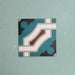 Single Europa Cologne 20x20cm Victorian Moroccan style tile displayed against a textured aqua background, featuring a decorative geometric corner pattern in teal, brown, cream and dark blue tones in a close-up product setting.