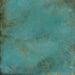 Close-up of Elements Oxide 2cm thick porcelain floor tile featuring a metallic effect finish with rich turquoise, teal and oxidised copper tones, creating a beautifully weathered industrial-inspired surface for outdoor spaces.