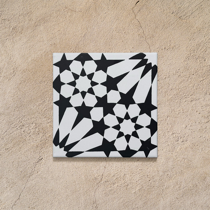 Fizaan Winter | Black & White Tile | Moroccan Tiles  | 20cm x 20cm