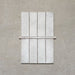 Fusion Chalk White 1.5x30cm gloss pencil bullnose border tiles featuring soft white and subtle speckled tonal variation, designed for decorative edging and refined finishing details in contemporary wall tile installations.
