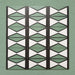 Group image showing multiple Geometry Hourglass 20x20cm patterned tiles arranged in a repeating vertical layout, featuring alternating green and cream hourglass shapes with bold charcoal outlines, photographed against a textured sage-green background.