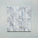 Product image of Giovanni Brick Azul Vintage Marble wall and floor tiles in a 5.4cm x 22cm format, featuring soft blue and white marble effect detailing, subtle veining and rounded vintage-inspired edges.
