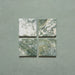 Product image of Giovanni Square Salvia Vintage Marble wall and floor tiles in an 11cm x 11cm format, featuring green and white marble effect detailing, natural veining and rounded vintage-inspired edges.