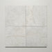 Close-up of Grand Bazaar Mahal matt marble-effect tile in a 30cm x 30cm format, featuring soft white and light grey tones with subtle natural stone-inspired movement and delicate veining. The understated marble effect creates a timeless, elegant finish, making it ideal for chequerboard floor designs, bathrooms, hallways and classic interior schemes.