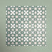 Group of Soukaina Green C Moroccan-style 20cm x 20cm patterned porcelain tiles, showing a repeating geometric star pattern in deep green and soft neutral tones with a matt finish.