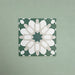 Soukaina Green D 20cm x 20cm Moroccan-style patterned porcelain tile, featuring a bold central star motif in deep green, white and soft neutral tones with a matt finish.