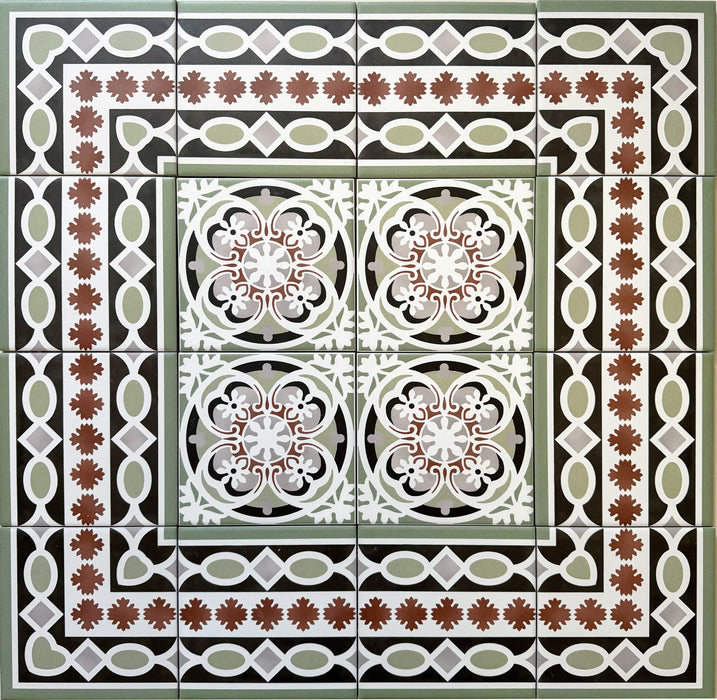Empire Victorian Green Mini Tiles | Border Tile | 15cm x 15cm
