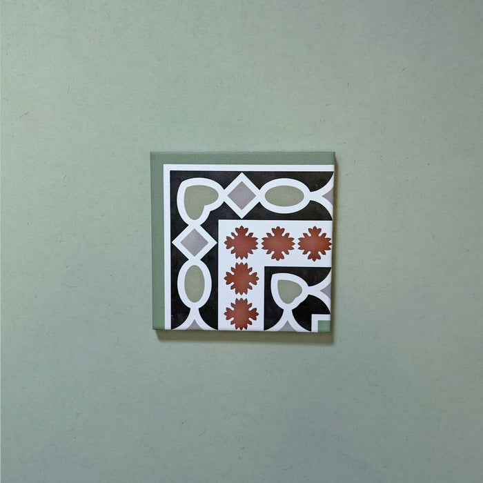 Empire Victorian Green Mini Tiles | Corner Tile | 15cm x 15cm