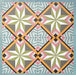 Cabana Star 20x20cm Moroccan-style ceramic tiles shown in a group layout, featuring a multicolour geometric star and stripe pattern