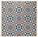 Group of Brompton Grand 20x20cm Victorian-Moroccan-style ceramic tiles arranged together, showcasing a repeating star and floral pattern in navy blue, terracotta, cream, and white tones on a light beige background.
