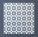 Close-up of multiple Agraba Navy 20x20cm Moroccan-style ceramic tiles arranged in a grid, showcasing a repeating geometric star pattern in navy blue and white on a dark background.