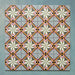 Cabana Star Mini 15x15cm Moroccan-style ceramic tiles shown in a grouped layout, featuring a multicolour geometric star and stripe pattern on a teal background