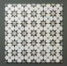Agraba Natural 20x20cm Moroccan tiles arranged in a group, displaying a geometric eight-point star pattern in beige, olive, and taupe tones on a white background, ideal for classic or contemporary interiors.