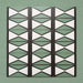 Group image showing multiple Geometry Hourglass 20x20cm patterned tiles arranged in a repeating vertical layout, featuring alternating green and cream hourglass shapes with bold charcoal outlines, photographed against a textured sage-green background.