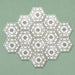 Maroush Green 18.7x21.6cm Moroccan hexagonal tiles arranged in a group layout, showcasing the intricate geometric star and floral pattern in soothing green and white tones.
