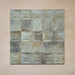 Beijing Celadon Green Decor Square 10x10cm Moroccan-style ceramic wall tiles, styled in a grouped layout to showcase their curved relief pattern and glossy handcrafted finish.