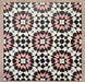 Cabana Mexico City Rose Moroccan Style 20x20cm group of tiles featuring a repeating geometric starburst pattern in rose pink, chocolate brown, white, black, and soft grey tones with a smooth matt finish.