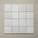 Zellij White Gloss Square Moroccan-style tiles in a 13.2cm x 13.2cm format, arranged as a grouped layout to highlight the glossy white glaze and subtle handmade surface variation on a neutral background.