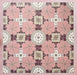 Group of Bloom Rose Pink 20x20cm Moroccan-style ceramic tiles arranged together, showcasing a repeating floral pattern in blush pink, burgundy, taupe, and white tones on a soft pink background.