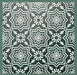 Group of Brompton Victorian Green 20x20cm geometric patterned ceramic tiles arranged together, showcasing a repeating white floral and star motif on a deep green background, displayed in a grid layout.
