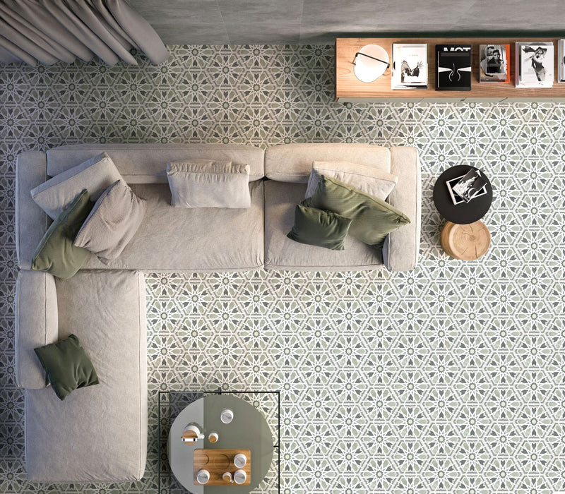 Mareshan Sage Green / Grey Pattern Hexagon