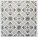 Grouped layout of Carnaby Heythrop Victorian-style 20x20cm porcelain wall and floor tiles, displaying the full repeating geometric floral pattern in taupe, terracotta, grey, and blue tones on an aged background.