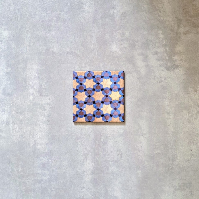 Pasha Melik | MINI Moroccan Tile | Blue & Gold | 15cm x 15cm