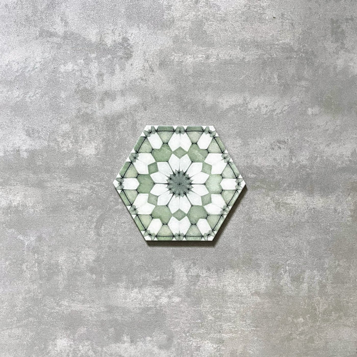 Maroush Green Hexagon Moroccan Tile 18.7cm x 21.6cm