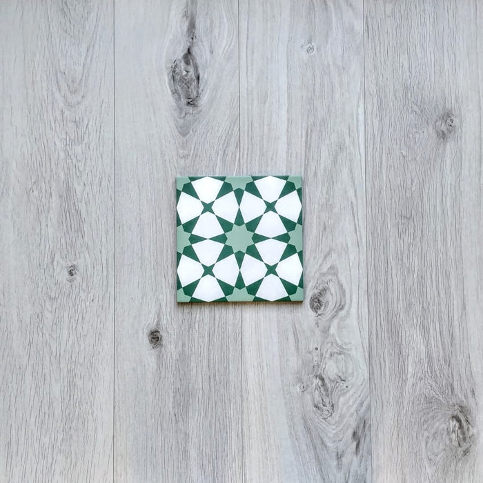 Agraba Green Moroccan Tile | Green Patterned Tiles | 20cm x 20cm | Wall & Floor