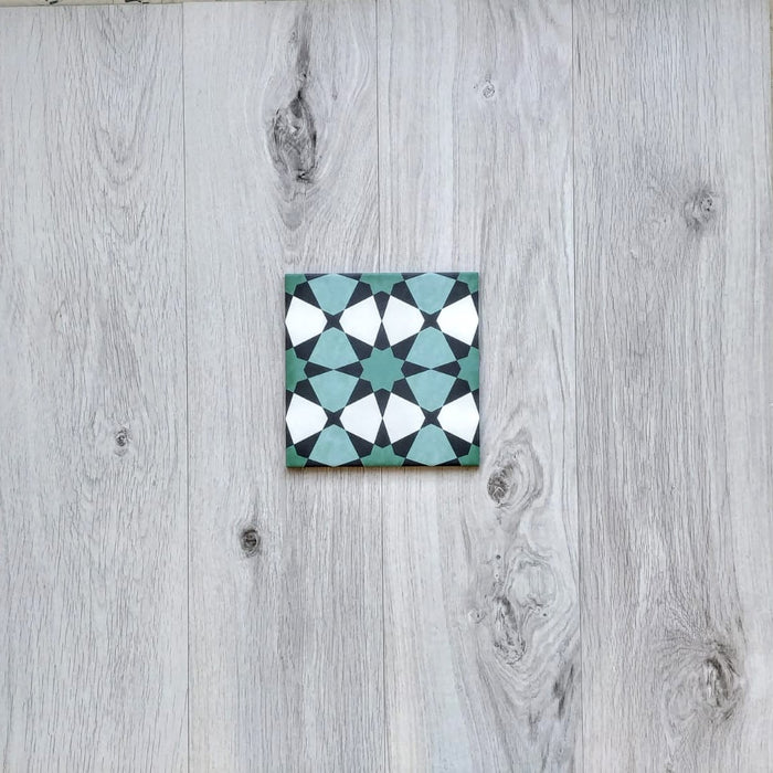 Agraba Verde Moroccan Tile | Green Tiles | 20cm x 20cm | Wall & Floor  FULL TILE SAMPLE