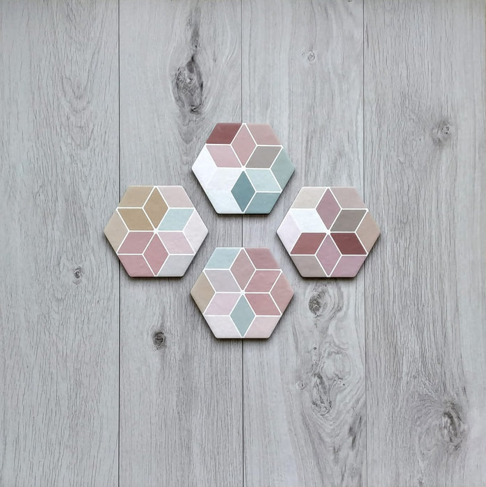 Candy Tile | Multicoloured | Patchwork Tiles | Hexagon | 17cm x 15cm FULL TILE SAMPLE