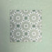 Fizaan Jade Green Moroccan-style 20×20cm porcelain tile featuring a soft green and white geometric star pattern.