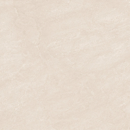 Close-up of Jeddah Avorio Neutra Stone 60x60cm stone-effect wall and floor tile, featuring warm ivory and beige tones with delicate natural stone-inspired veining and a subtle, elegant textured finish.