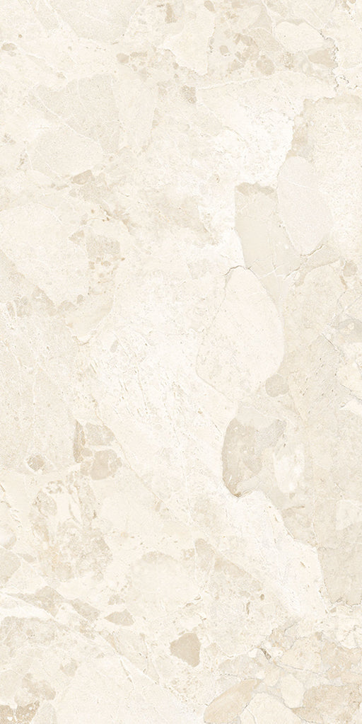 Close-up of Jeddah Blanco Sassi Stone 30x60cm stone-effect wall and floor tile, featuring soft cream and ivory tones with natural stone-inspired veining and subtle texture for a timeless, elegant finish.