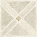 Jesi Travertine Decor 60x60cm travertine effect wall and floor tile, showcasing a geometric linear pattern in soft cream and beige tones with delicate natural-style veining, creating a timeless and elegant decorative finish.